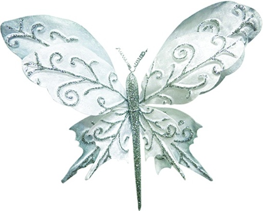 [SL044] 32.5cm Butterfly - Silver/White