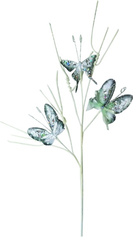 [SL107] 58cm Midnight Butterfly Spray - Silver