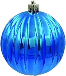 [LF085-B] 10cm Ridged Ornament - Blue
