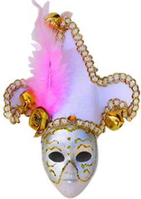 [HY2044-S] 10cm Ornate Jester Mask - Silver