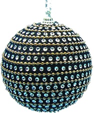[RT075] 8cm Rhinestone Ball w/ Beads - Black/Silver/Copper