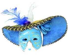 [HY2025-B] 14cm Ceramic Phantom Mask w/ Hat - Blue/White