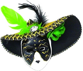 [HY2025-BK] 14cm Ceramic Phantom Mask w/ Hat - Black
