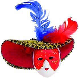 [HY2025-R] 14cm Ceramic Phantom Mask w/ Hat - Red
