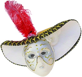 [HY2025-S] 14cm Ceramic Phantom Mask w/ Hat - Silver