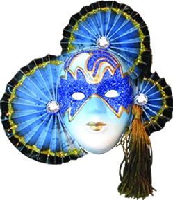 [HY2061-B] 16cm Ornate Phantom Mask - Blue