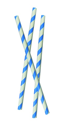 [STRAW001-BW] 20cm x 6mm Eco-Friendly Paper Straws - Blue/White, Biodegradable, Eco-friendly and Individually Wrapped