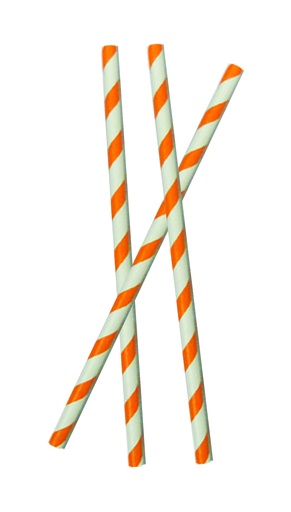 [STRAW001-ORW] 20cm x 6mm Eco-Friendly Paper Straws - Orange/White, Biodegradable, Eco-friendly and Individually Wrapped