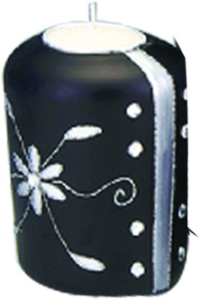 [Y9011Z-V4] 10cm Glittered Candleholder - Black/Silver/Copper
