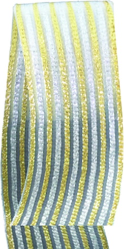 [WR009] 9.1m x 6cm Woven Ribbon - Silver/Gold