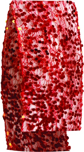 [YY016] 9.1m x 6.3cm Sequin Mesh Ribbon - Red