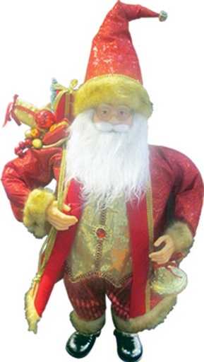 [TP043] 18" Standing Santa - Red/Gold