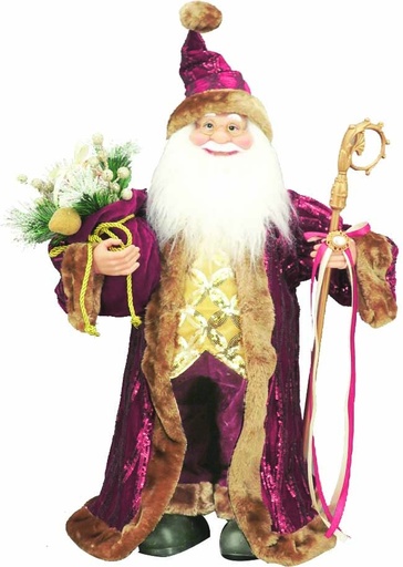 [TP090] 48" Standing Santa - Burgundy/Gold
