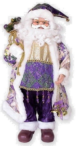 [TS1205PL-24] 24" Standing Santa - Green/Purple