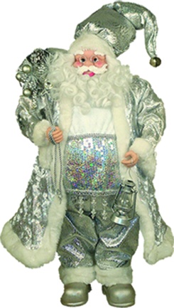 [TS1205S-18] 18" Standing Santa - Silver/White