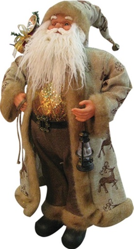 [TS1334-24] 24" Standing Santa w/ Lamp - Beige/Gold