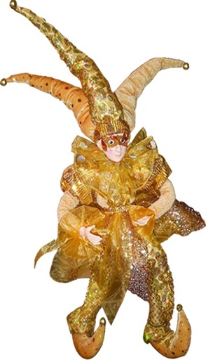 [TP007-18] 18" Hanging Jester - Gold