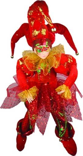 [TP008-18] 18" Hanging Jester - Red/Gold