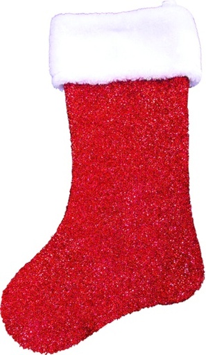 [SH005-R] 40cm Glittered Stocking - Red