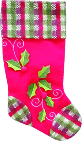 [SHX30103D] 40cm Felt Stocking w/ Holly Design