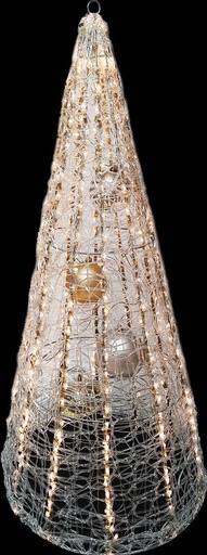 [REF200-GDS] 75cm Light-Up Acrylic Cone - Gold/Silver