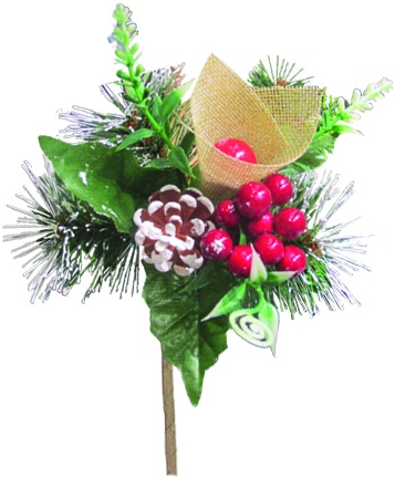 [LF142] 17.5cm Wintry Pick - Green/Red