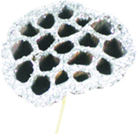 [GL001XL-10-S] 11cm w/ 10cm stem Glittered Lotus Pod - Silver