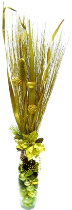 [REF038] 135cm Console Arrangement w/ Glass Vase - Gold