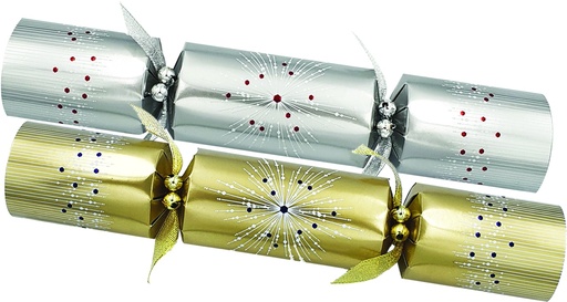 [SBC227] 30cm Luxury Crackers w/ Starburst Design - Gold/Silver