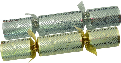[SBC248] 30cm Luxury Crackers w/ Lined Pattern - Gold/Silver