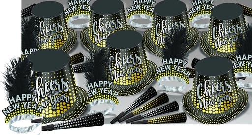 [88384-50] Cheers to the New Year Assortment for 50 - Black/Gold