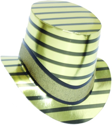 [Y823] Glittered Striped Foil Hat - Gold/Black
