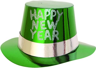 [Y85HNY-G] Printed Foil Top Hat - Green