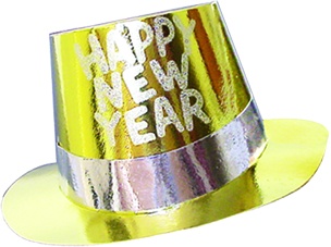 [Y85HNY-GD] Printed Foil Top Hat - Gold