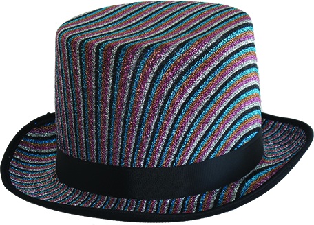 [MA9287A] Glittered Striped Tall Hat - Multicolour
