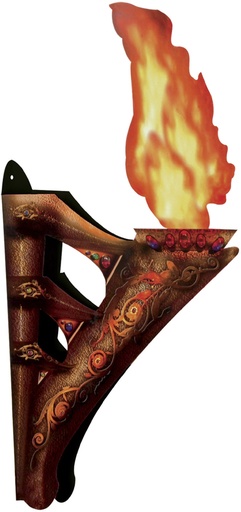 [00123] 43cm 3D Wall Torches w/ Flame - Brown/Yellow/Orange