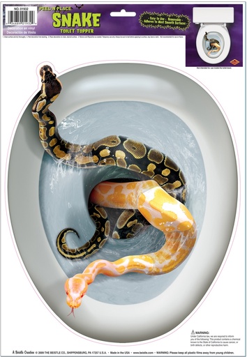 [01932] 43cm 30cm Snake Toilet Topper Peel 'N Place - Multicolour