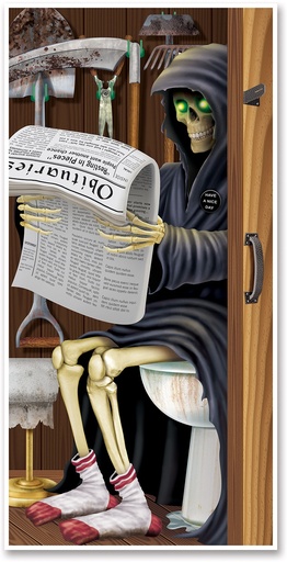 [00022] 1.5m x 76cm Grim Reaper Restroom Door Cover - Multicolour