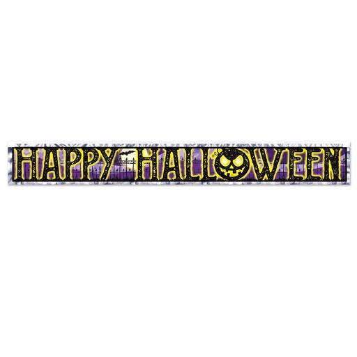 [00399] Metallic Happy Halloween Fringe Banner, 7½" x 5'