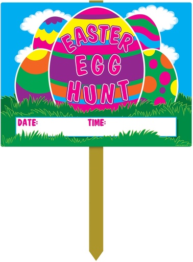 [44912] 38cm x 28cm Plastic 'Easter Egg Hunt' Yard Sign - Multicolour