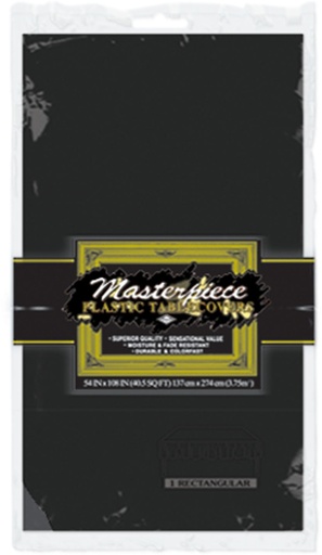 [50940-BK] 2.7m x 1.35m Plastic Rectangular Tablecover - Black