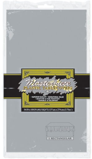 [50940-S] 2.7m x 1.35m Plastic Rectangular Tablecover - Silver