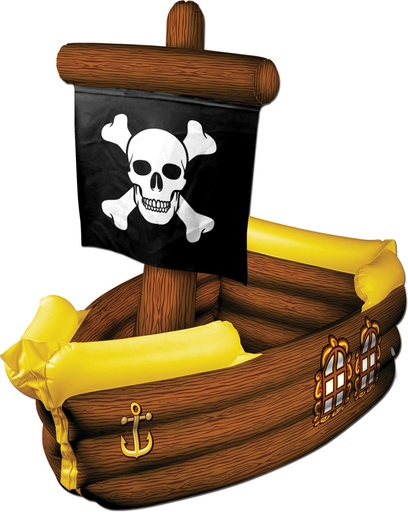 [50989] Inflatable Pirate Ship Cooler, holds 72 cans