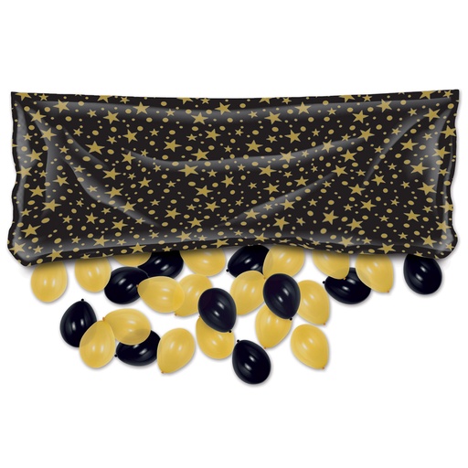 [54612-BKGD] Plastic Balloon Bag, Black & gold; bag only_no balloons