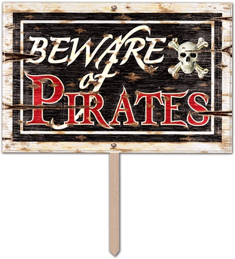 [55251] 45cm x 30cm 3D Plastic 'Beware Of Pirates' Yard Sign