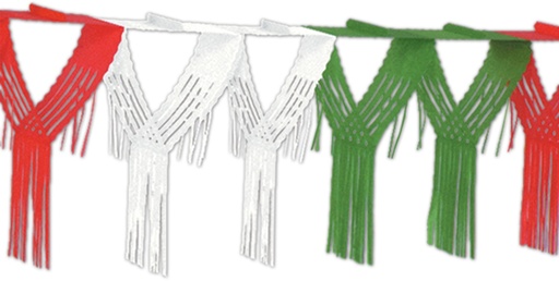 [55523-RWG] 3.6m x 50cm Drop Fringe Garland - Red/White/Green