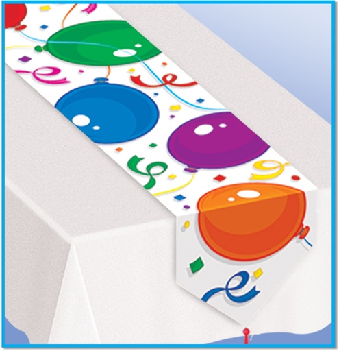 [57192] 1.8m x 28cm Printed Party Balloons Table Runner
