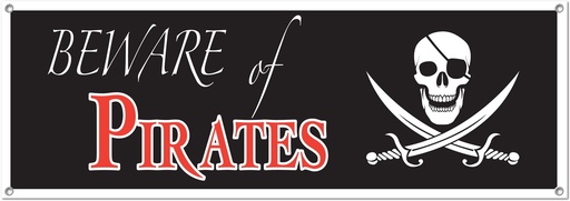 [57531] 1.5m x 53cm Beware Of Pirates Sign Banner