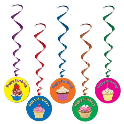 [57582] Happy Birthday Whirls, 1m, 5/pkg