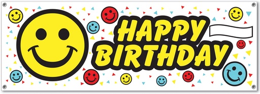 [57638] 1.5m x 53cm Birthday Smile Face Sign Banner